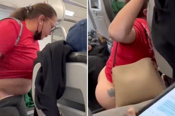 女子在飞行途中脱下裤子的奇怪时刻:视频