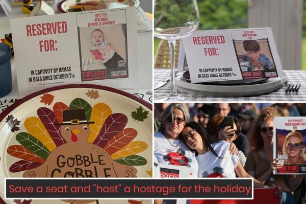 “希望之座”活动敦促美国人记住感恩节餐桌上的人质
